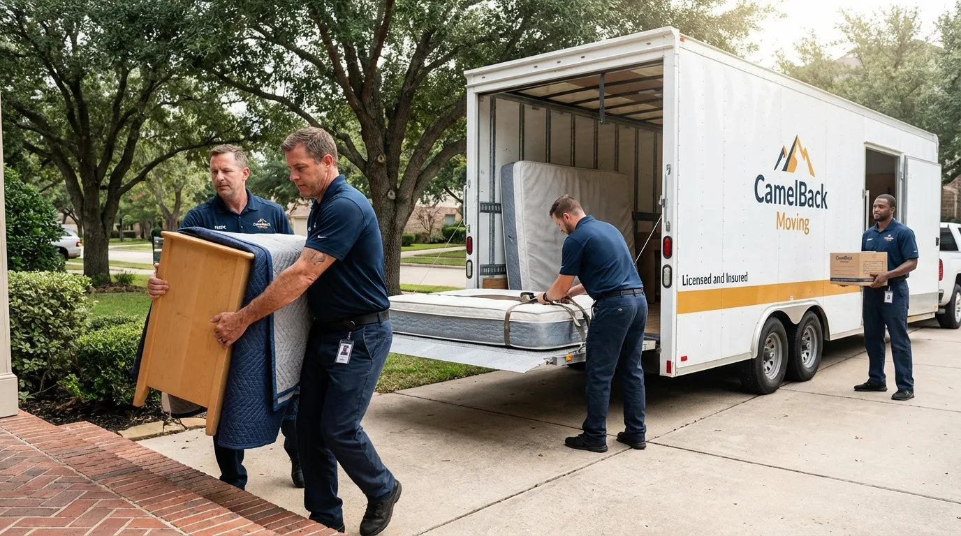 Crew loading residential truck for cross-state move from Montoursville, PA