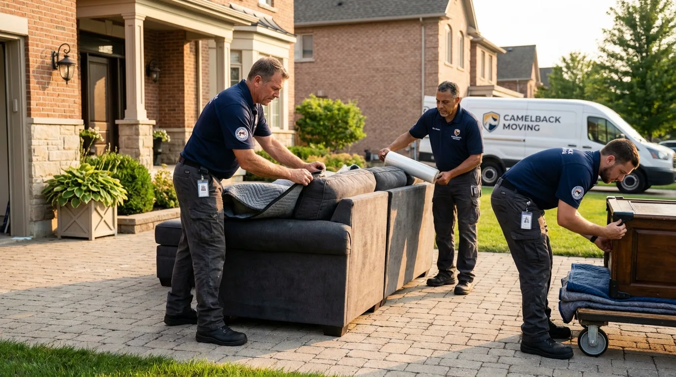 Large estate moving crew wrapping furniture in Montoursville, PA