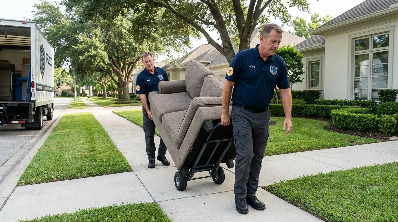 Local residential moving crew loading furniture in Montoursville, PA