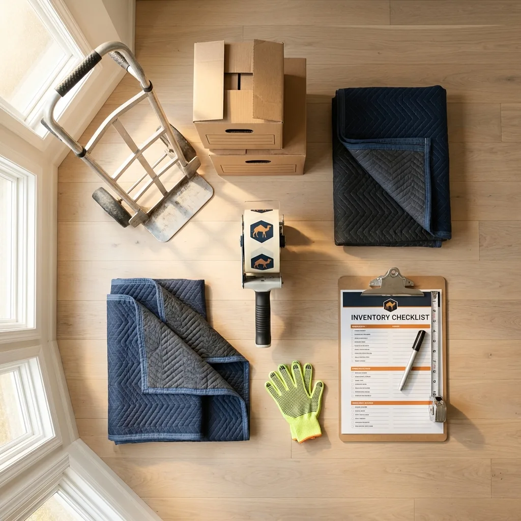 Professional moving supplies and packing materials layout for Montoursville residential relocations